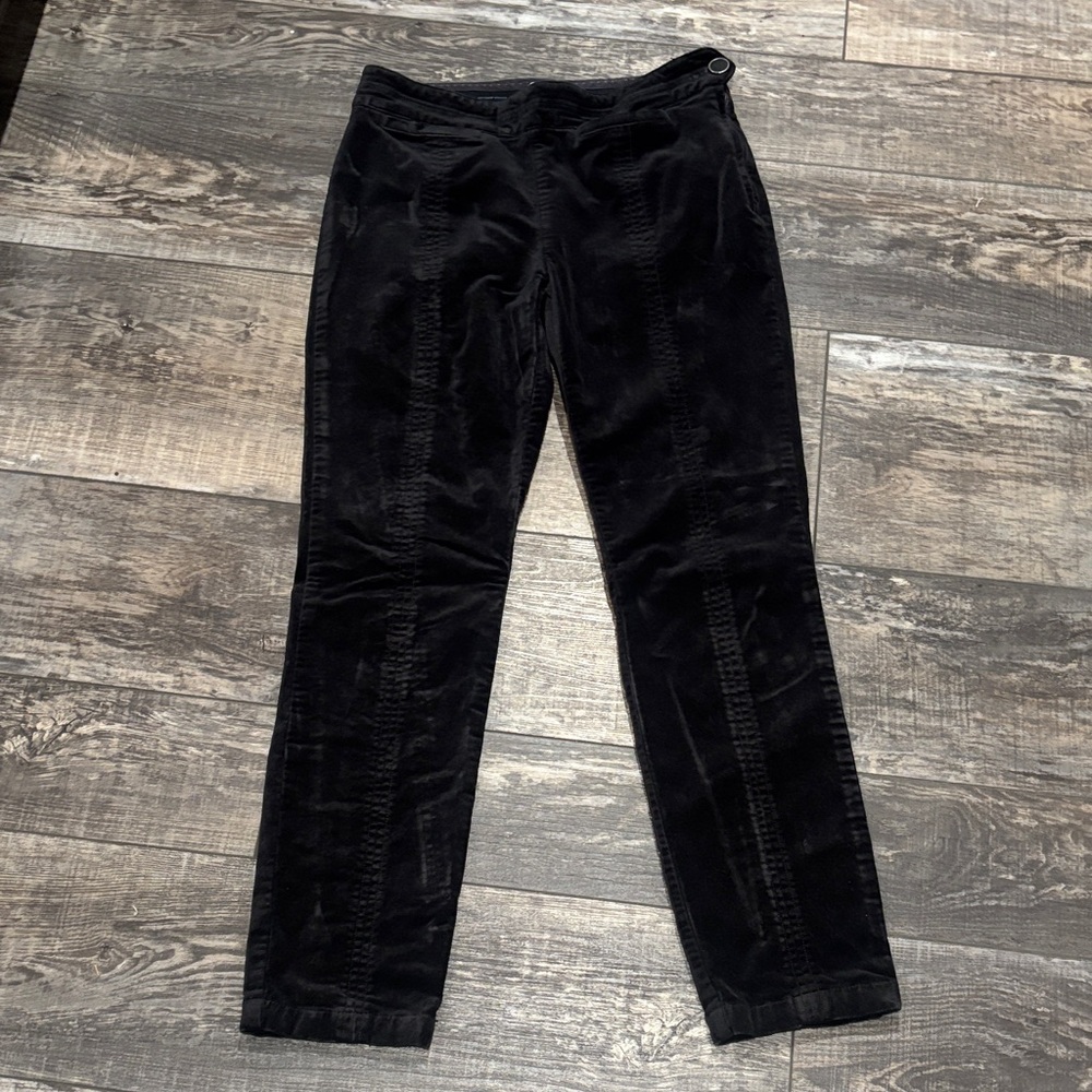 Anthropologie Black Slim Velvet Pants